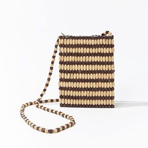 Forever 21 Brown and Cream Beaded Crossbody Bag